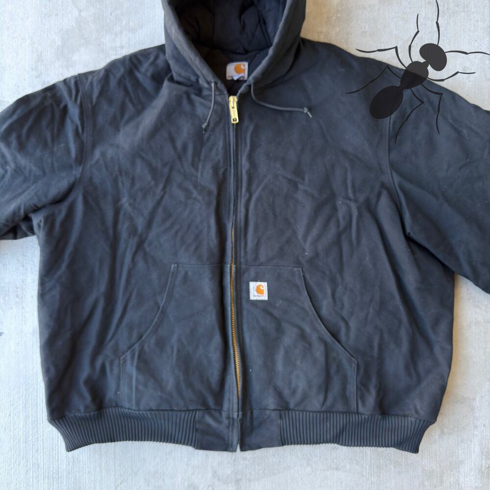 Carhartt J140 BLK black hooded work wear jacket - Picture 2 of 7